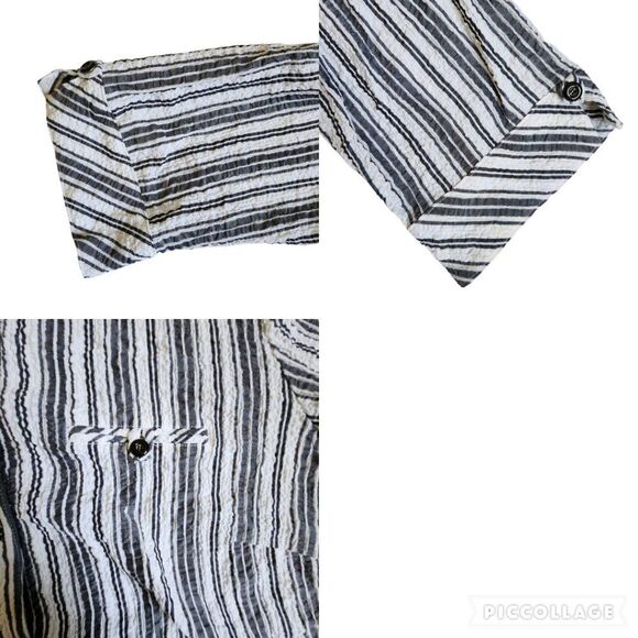 Allison Daley white gray striped button up top sz 14 - Picture 7 of 10